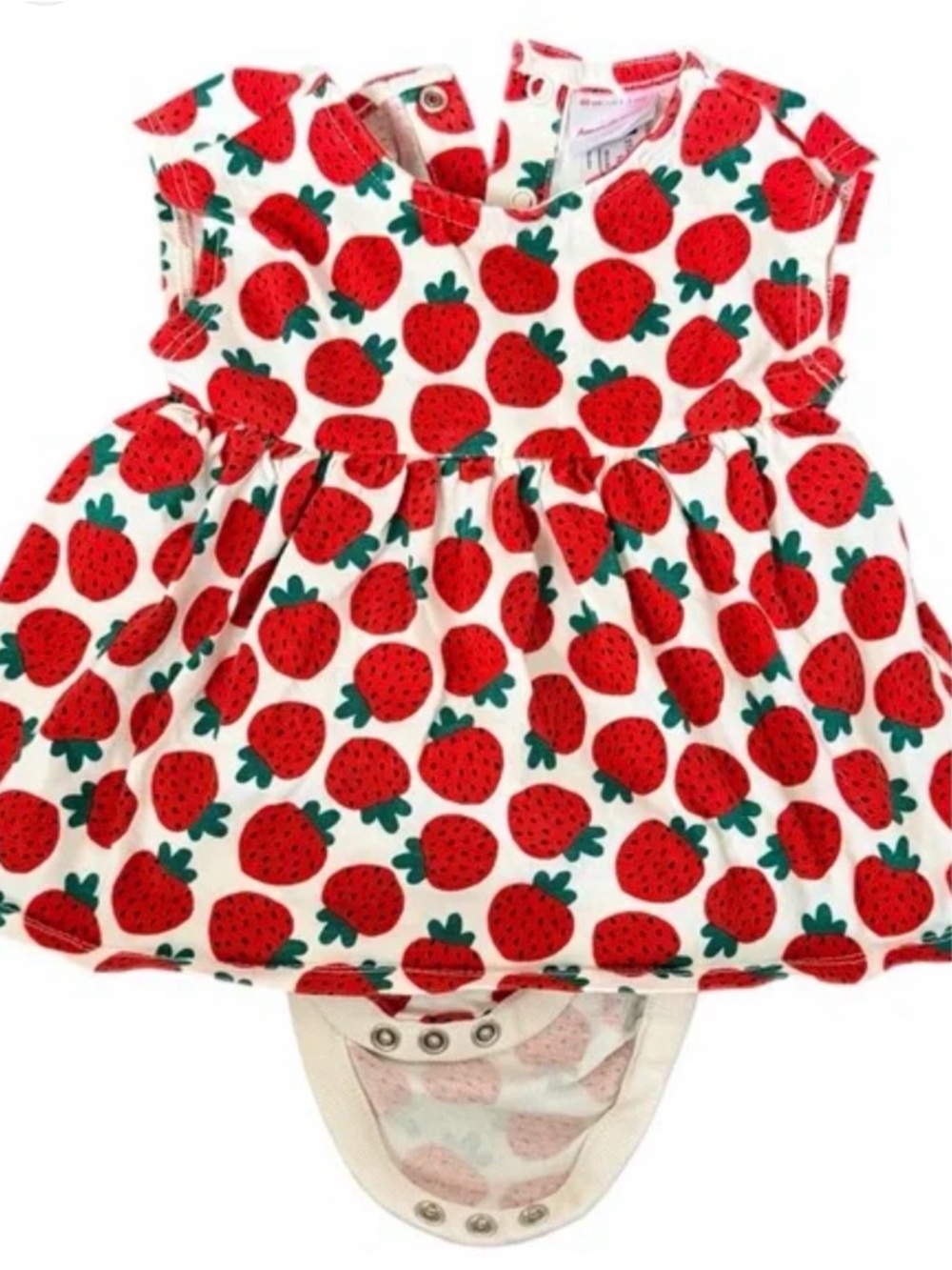 Baby Girls Strawberry Print Dress Bodysuit - Red Hanna Anderson 0-3m
